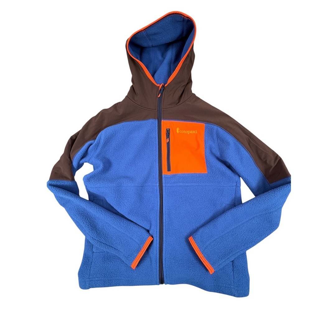 Cotopaxi Fleece Hoodie Mens Blue Brown Orange Full Zip Size S